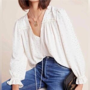 Anthropologie Current Air Gold Dot Blouse